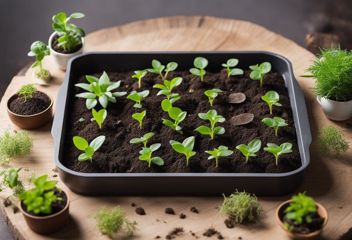 a tray of plant seedlings
