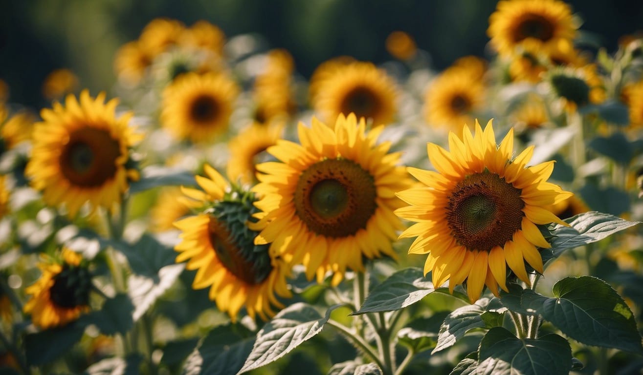 Sunflowers blooming in a vibrant garden