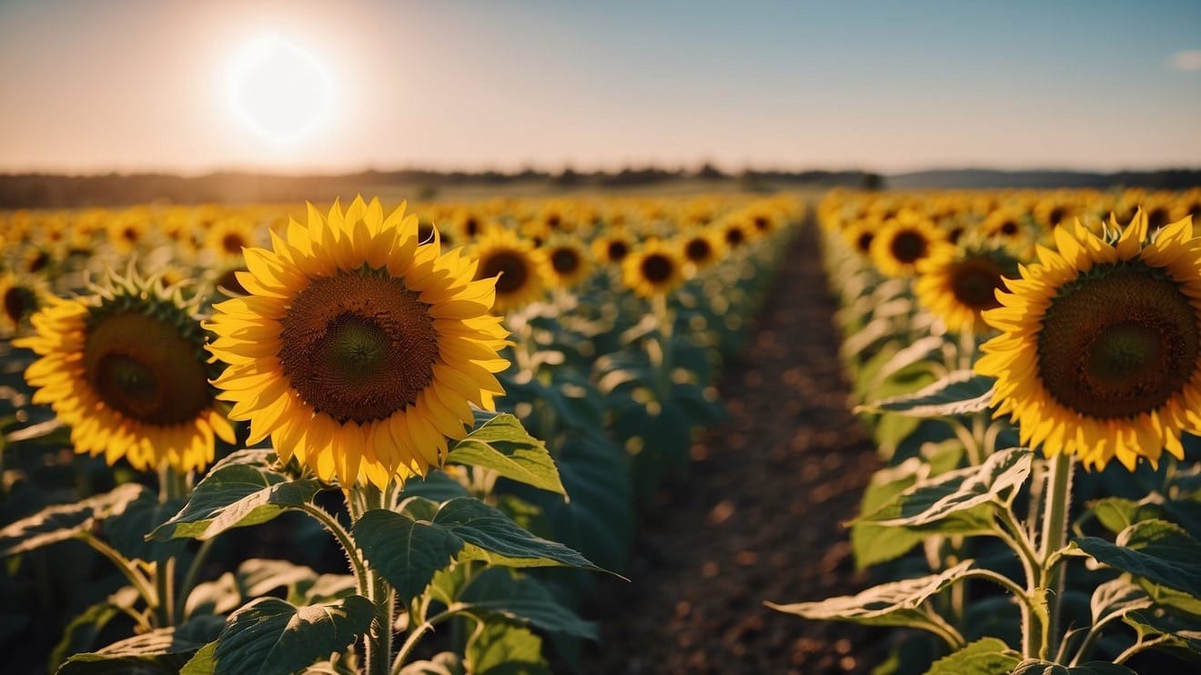 Sunflowers in a sunny field